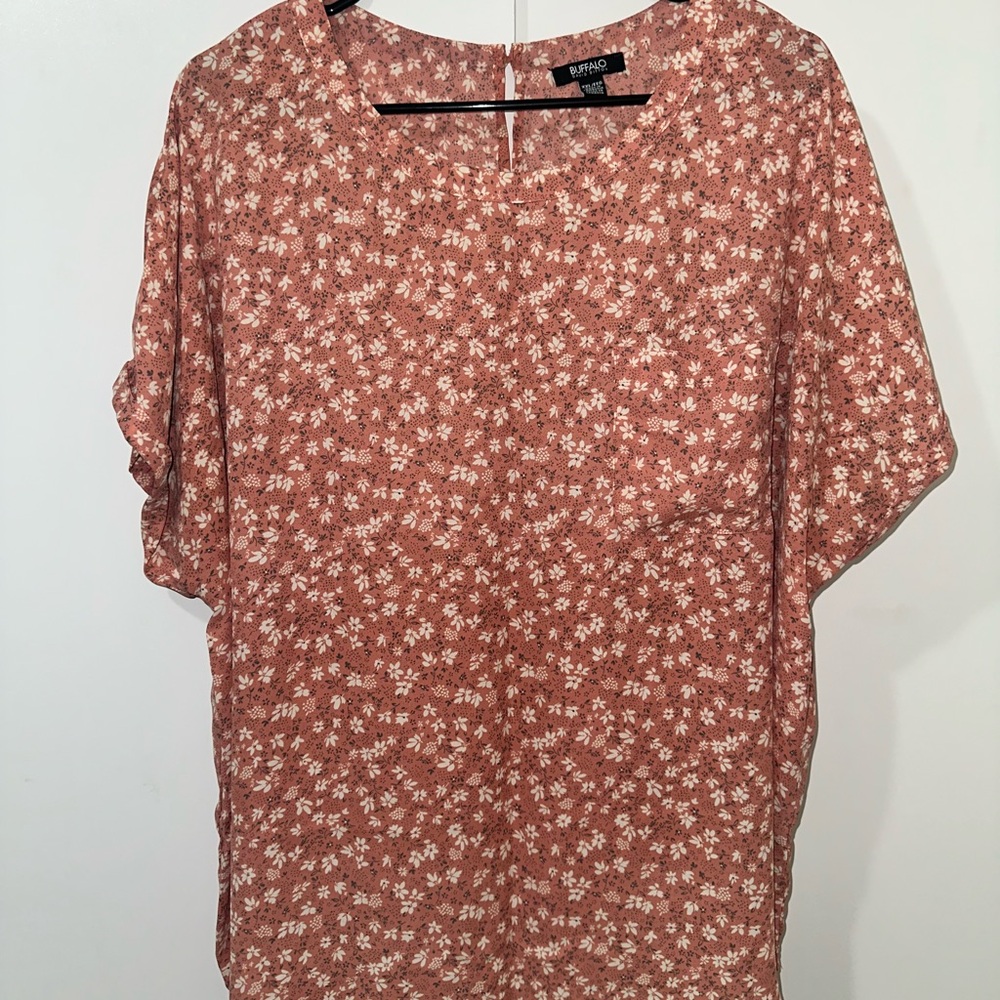 Buffalo David Bitton Terracotta Floral Blouse